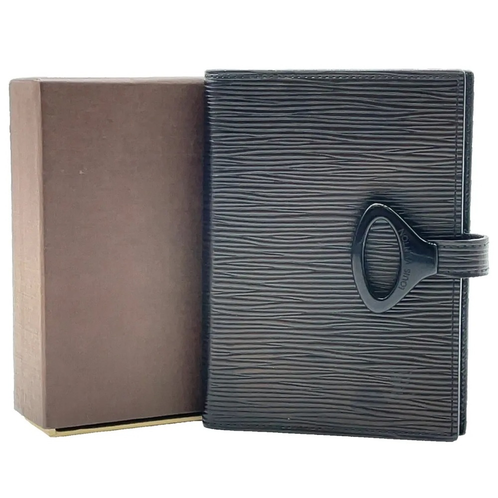 Authentic Louis Vuitton Epi Noir Agenda PM R20092 Day Palnner W/Box GUC